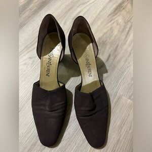 Yves Saint Laurent Dark Brown D'Orsay Pointed-Toe Pumps